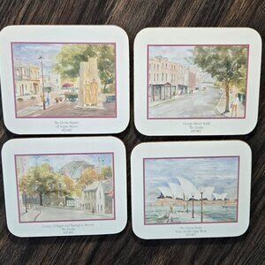 PIMPERNEL Set of Four Cork Coasters w/ Scenes of Sydney, Australia NEW